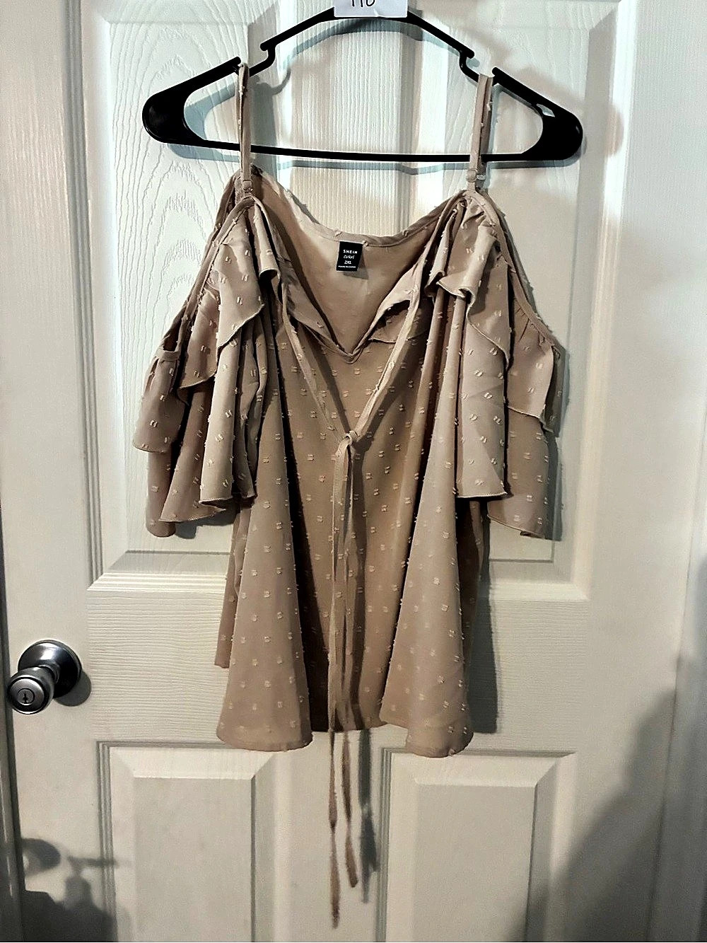 SHEIN Ruffle Sleeve Blouse in Brown 2XL Like New